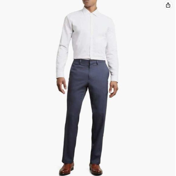 Men's 34x34 Kenneth Cole Reaction stretch modern fit flat front dress pant navy - Picture 2 of 13